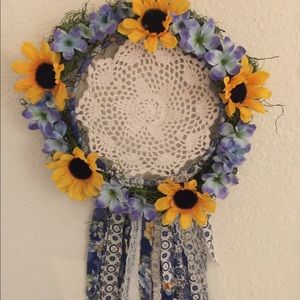 Flower lace crochet wall hanging decor